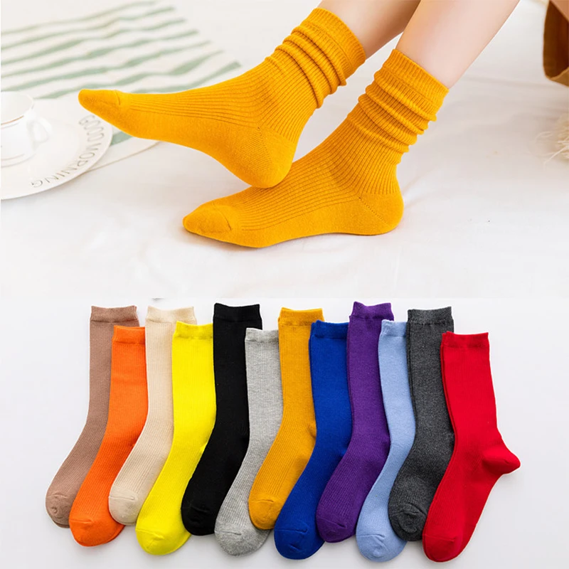 3Pairs/lot=6Pieces Autumn Winter Ladies Cotton Socks Vertical Stripes Long Tube Wild Women Fashion | Женская одежда