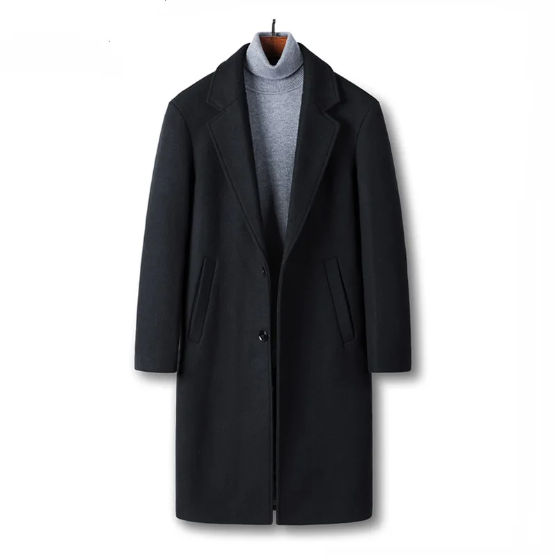 

Шерстяное пальто, зимняя версия новой корейской мужской повседневной куртки средней длины, приталенный однотонный костюм, ветровка для муж...