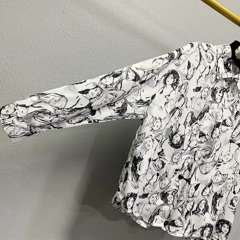 

Character Printed Blouses For Women Long Sleeve Vintage Tops Tees Mujer Long Office Lady OL Blusas Female Fashion S085