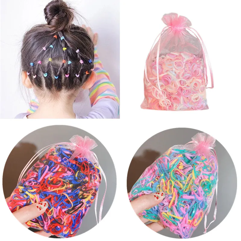 

Colorful Ponytail 1000 Pcs Ropes Rubber Band Holder Elastic Hair Ties For Women Girls Accessories Hair Styling Tools