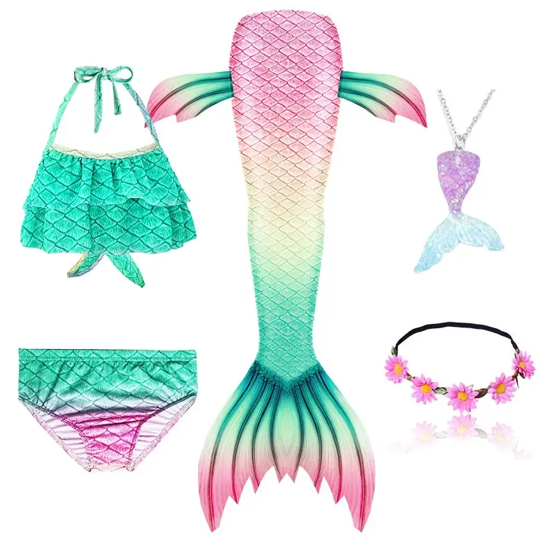 4 Цвета 3 штуки девочки дети комплект бикини для купания Русалочка девочек
