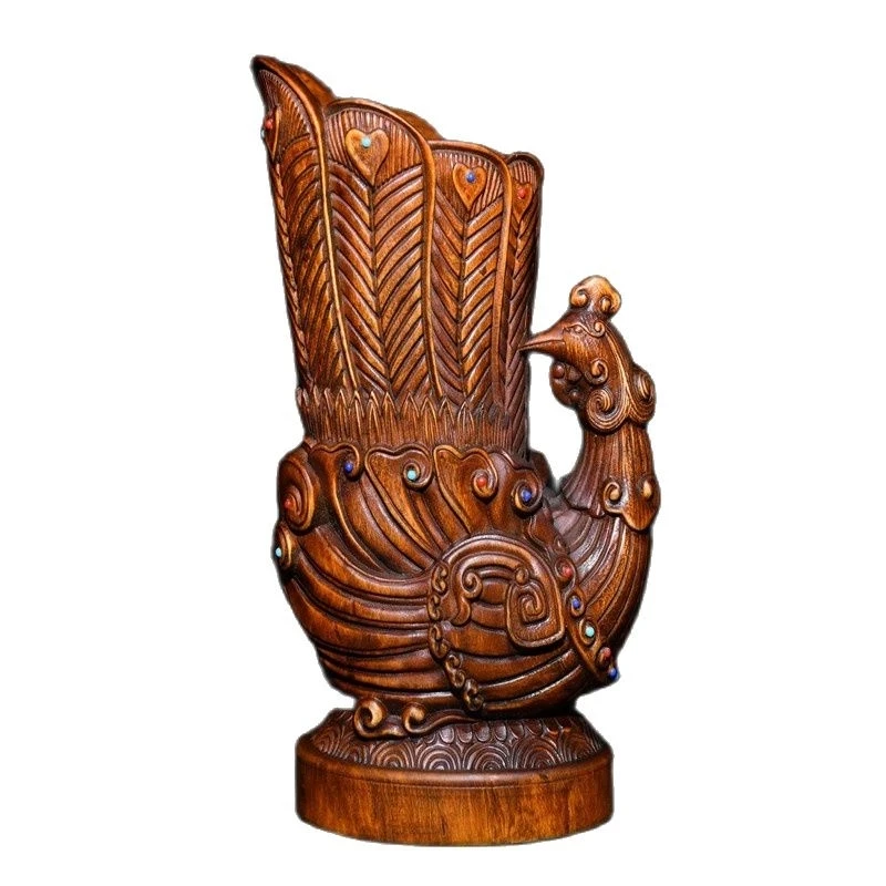 

Fine Chinese Boxwood Inlaid With Gemstones Phoenix Cup