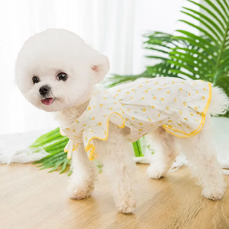 

Pet Clothing Summer Thin Breathable Floral Dress Pet Dress Cartoon Clothes for Dog Dresses Daisy Print Cute Princess Dress