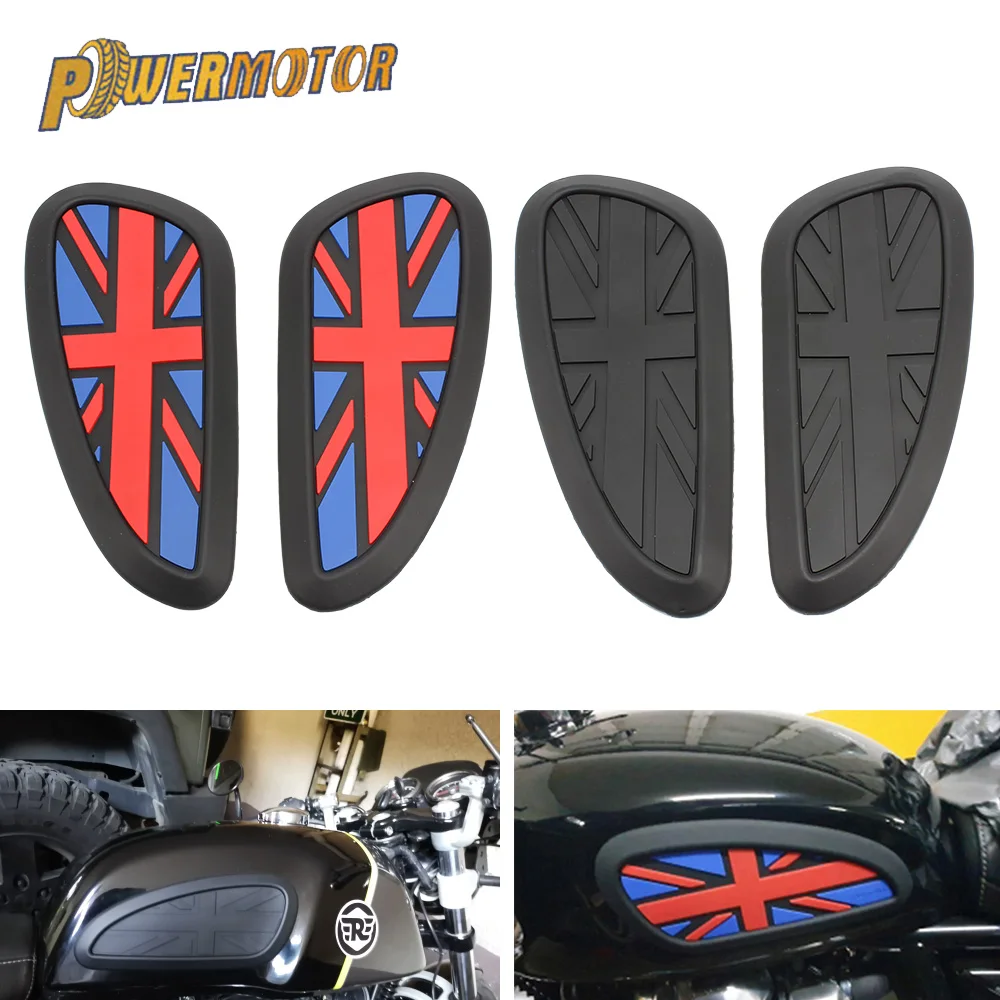 

Motorcycle Cafe Racer Gas Fuel Tank Rubber Sticker Protector Sheath Knee Tank Pad Grip Decal The Union Jack Logo Universal Retro