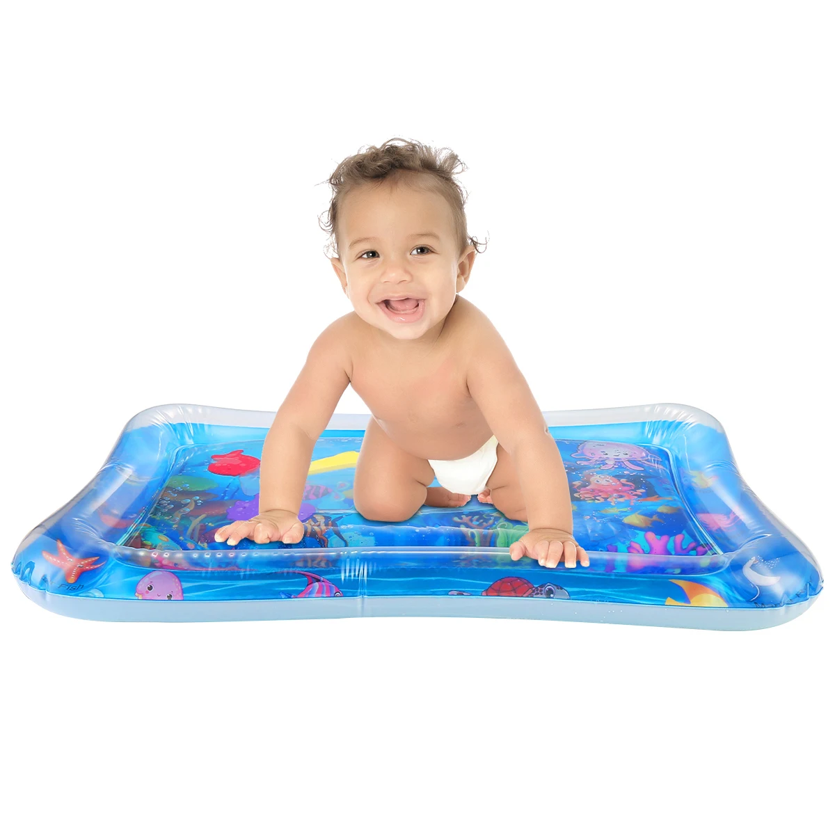 

Baby Inflatable Water Mat Sea World Infants Toddlers Tummy Time Play Mat Toy with 5 Floating Toys