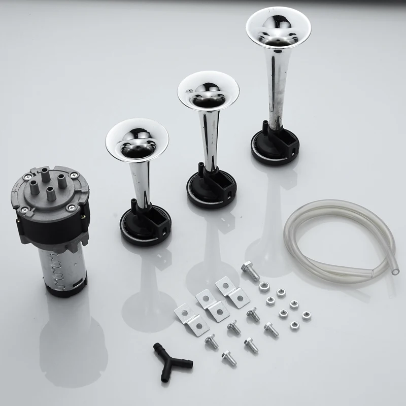 

Универсальный тройной клаксон для автомобиля, грузовика, мотоцикла, 3 шт., 135 дБ, воздушный клаксон 12 В, компрессор