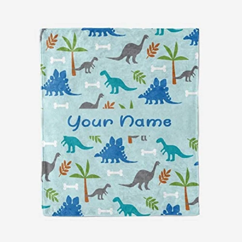 Prezzo Coperta Da Tiro In Pile Di Dinosauro Azzurro Personalizzato Per Bambini-ragazzi Ragazze Coperte Per Neonati Per Bambini (50x60 Pollici)
