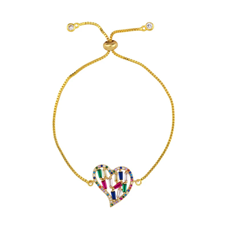 Новая мода богемный Радужный цвет кубического циркония браслет для женщин CZ