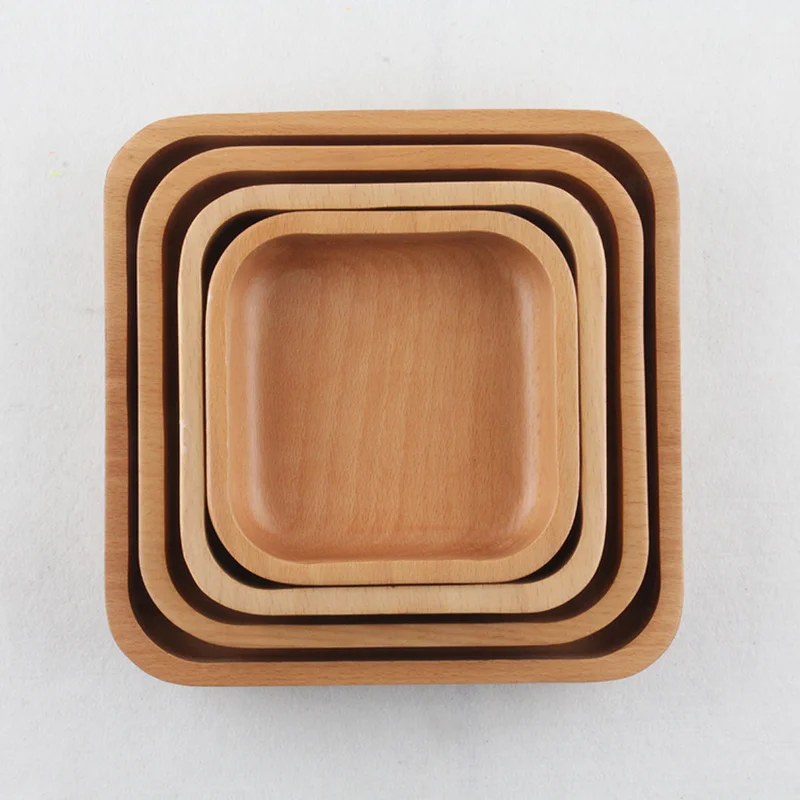 Квадратная чаша из цельного дерева кухонные аксессуары 4 вида чаш для еды