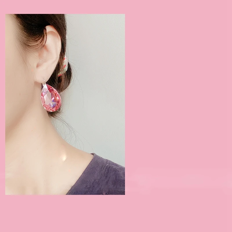 

Retro Luxulite Water Drop Rhinestones Female Earrings Fashion Simple Hanging Dangle Earrings Long Earrings Crystal Earrings