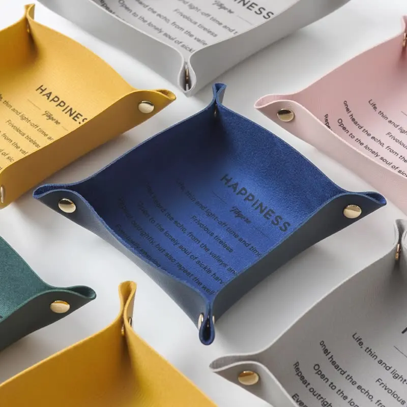 

Home Decorative Dice Tray PU Leather Foldable Storage Trays Desktop Square Sundries Box for Jewelry Phone Key Wallet Coin Makeup