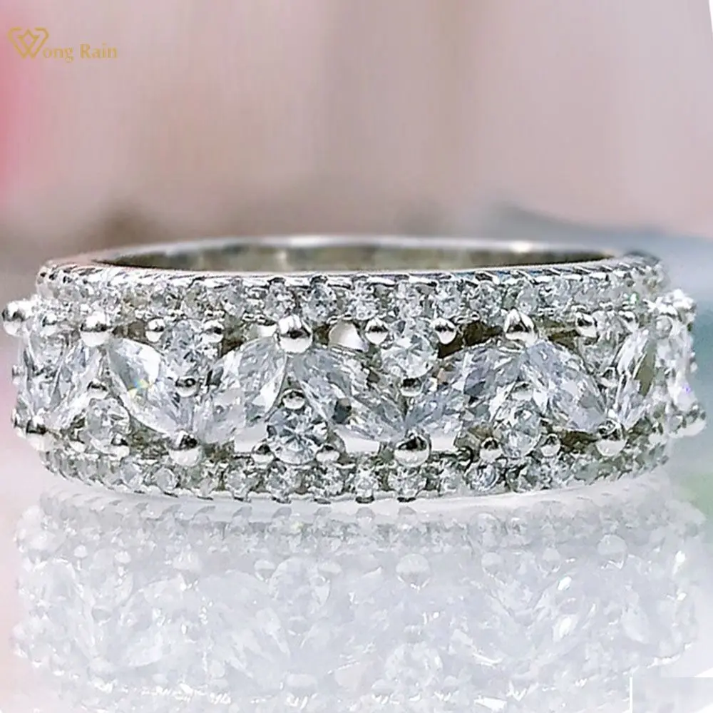 

Wong Rain 925 пробы, серебряное кольцо Morquise Cut, созданное Moissanite Gemstone, Роскошные вечерние кольца с бриллиантами для женщин, ювелирные украшения