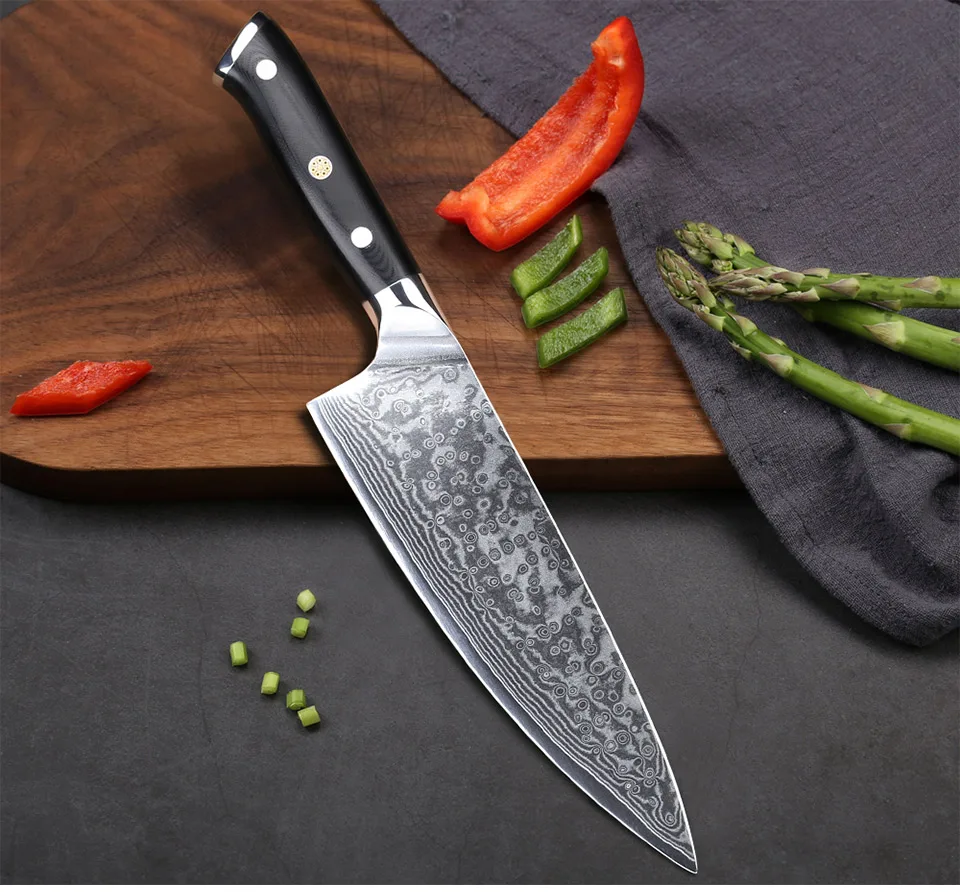 TURWHO 8 ''профессиональный нож шеф-повара Gyuto японский дамасский кухонный нож из нержавеющей стали очень острые кухонные ножи G10 Ручка