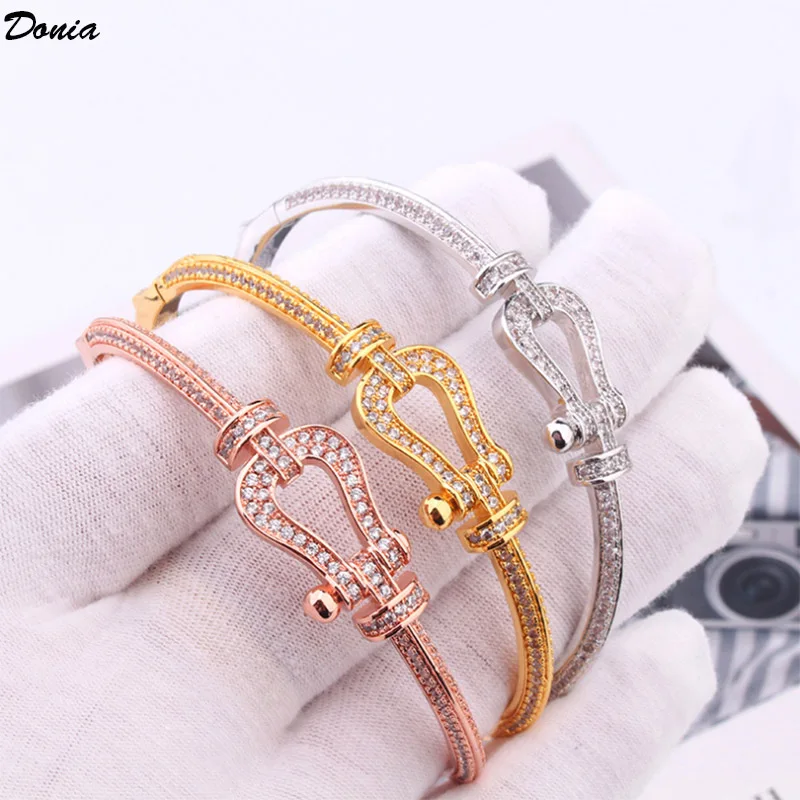 

Donia Jewelry New fashion horseshoe buckle micro-inlaid AAA zircon hollow bracelet luxury Joker women's luxury bracelet