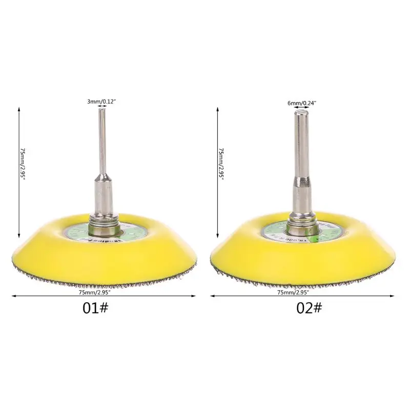 3 дюйма 75 мм шлифовальный диск Полировка Ногтей подложка пластины 3/6 хвостовик