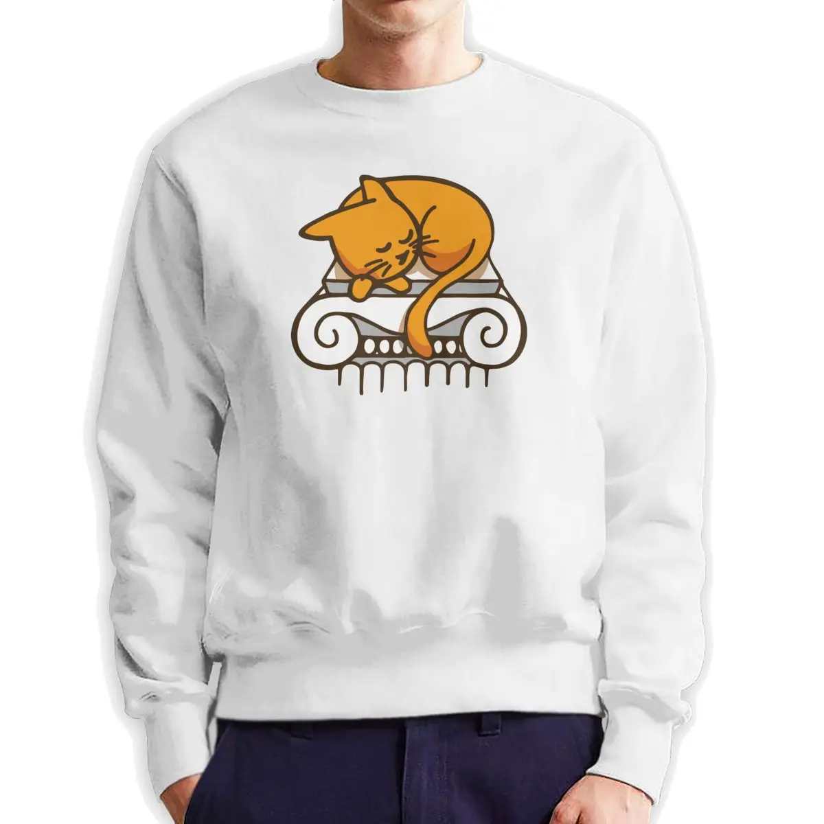 

Greek Cat Men Hoodie Vintage 100% Organic Cotton Sweatshirts Crewneck Adult Pullover Tops