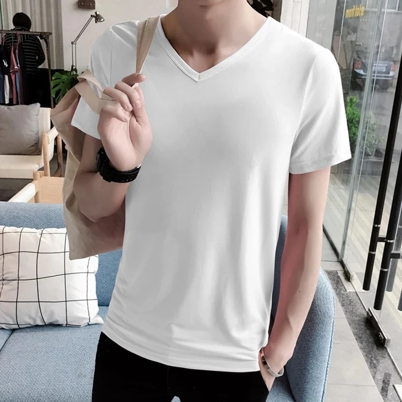 

2021 summer new solid color T-shirt men's casual O-neck basic style