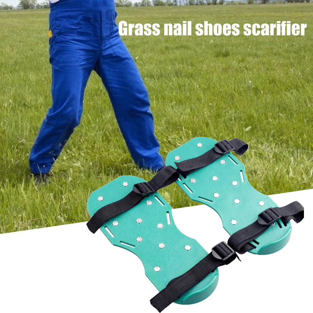 Lawn Aerator Shoes Nail Scarifier Cultivator Yard Garden Tool Adjustable Non-Slip Metal Buckle Duty Spiked Aerating |