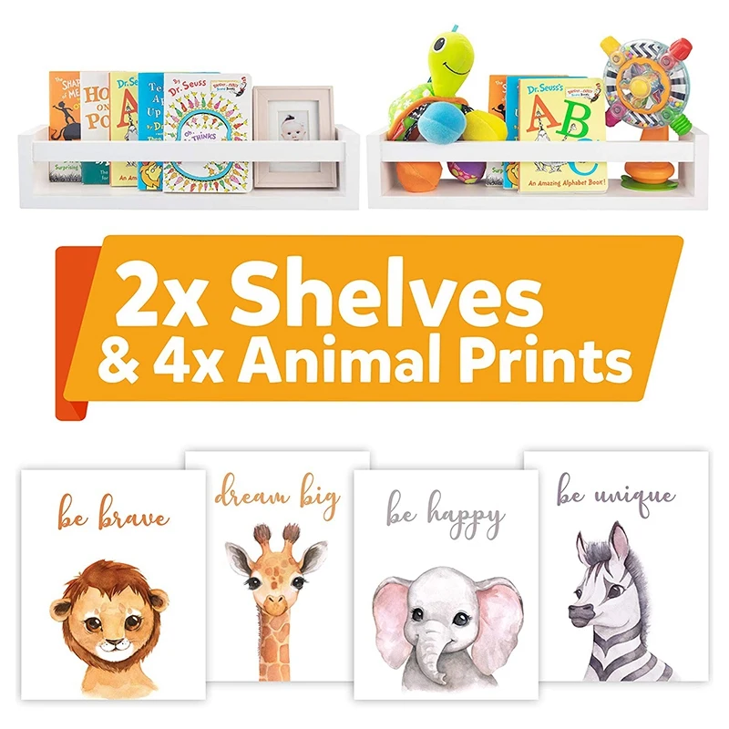 

Nursery Shelves,Set of 2 Naturel Wood Floating Wall Bookshelf for Kids,Nursery Shelves for Wall,Bathroom Decor