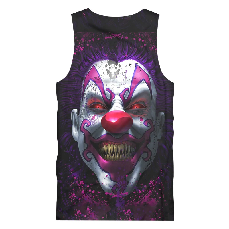 UJWI Halloween 3D Tank Top Black Summer Funny Print clown Scary smiley Vests Male O Neck Sleeveless waistcoat Casual Tanktop | Мужская