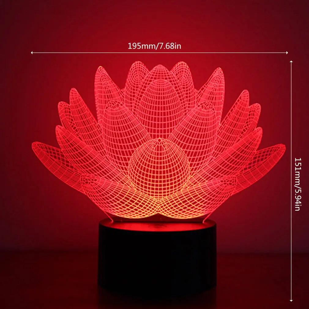 Красочный 3D ночной Светильник Лотос Уход за глазами светодиодный светильник