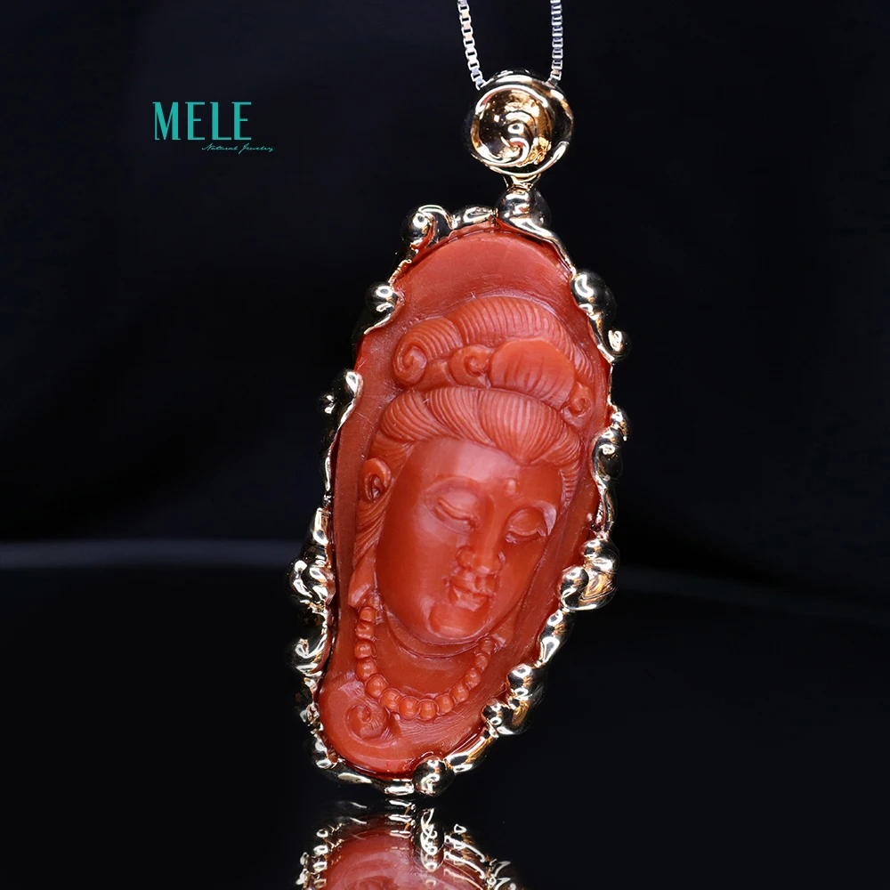 14k gold Natural south Red agate carving guanyin Bodhisattva Pendant | Украшения и аксессуары