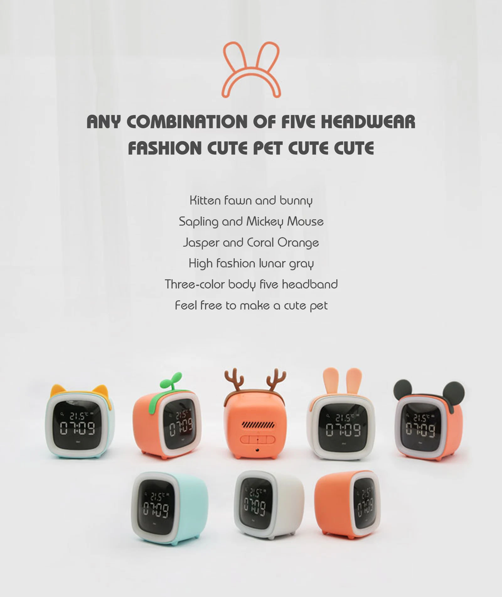 

Led Cartoon Alarm Clocks Cute Tv Pet Kids Clock Voice Control Night Wake Up Light Table Clock Temperature Display