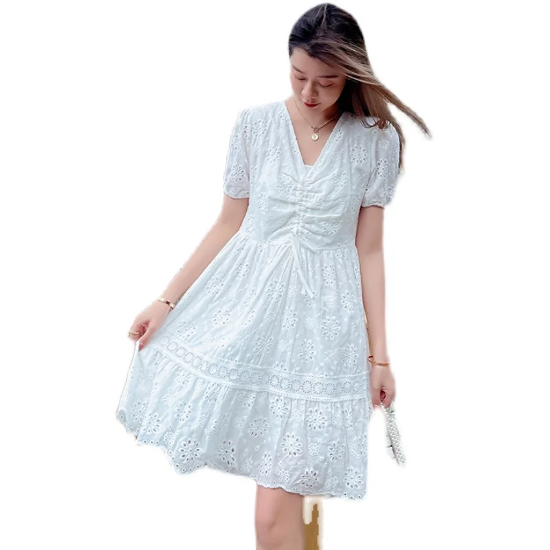 

Summer dress female new film, is the first love white hollow out receive little fairy skirt waist on holiday