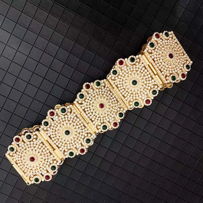 Luxury Shining Gold Moroccan Wedding Belt Full Stone Women Waist Chains for Gown Metal Bridal Dress with | Свадьбы и торжества