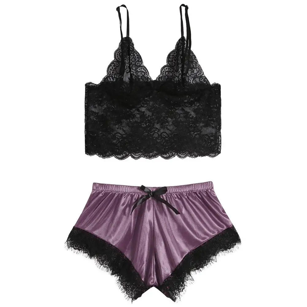 Сексуальное женское белье 3 предмета для женщин шелковое платье с кружевами