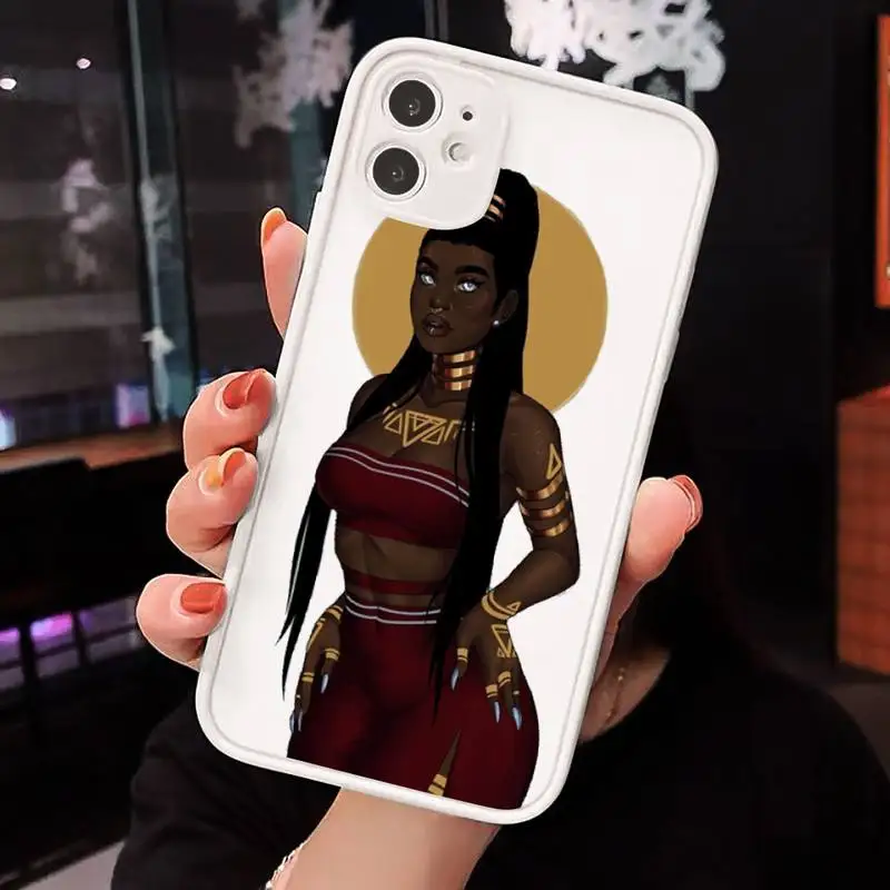 

Afro Girls Black Women Art Phone Cases Matte For iPhone 12 Mini 11 Pro XR XS Max 7 8 Plus X Hard PC Back Cover