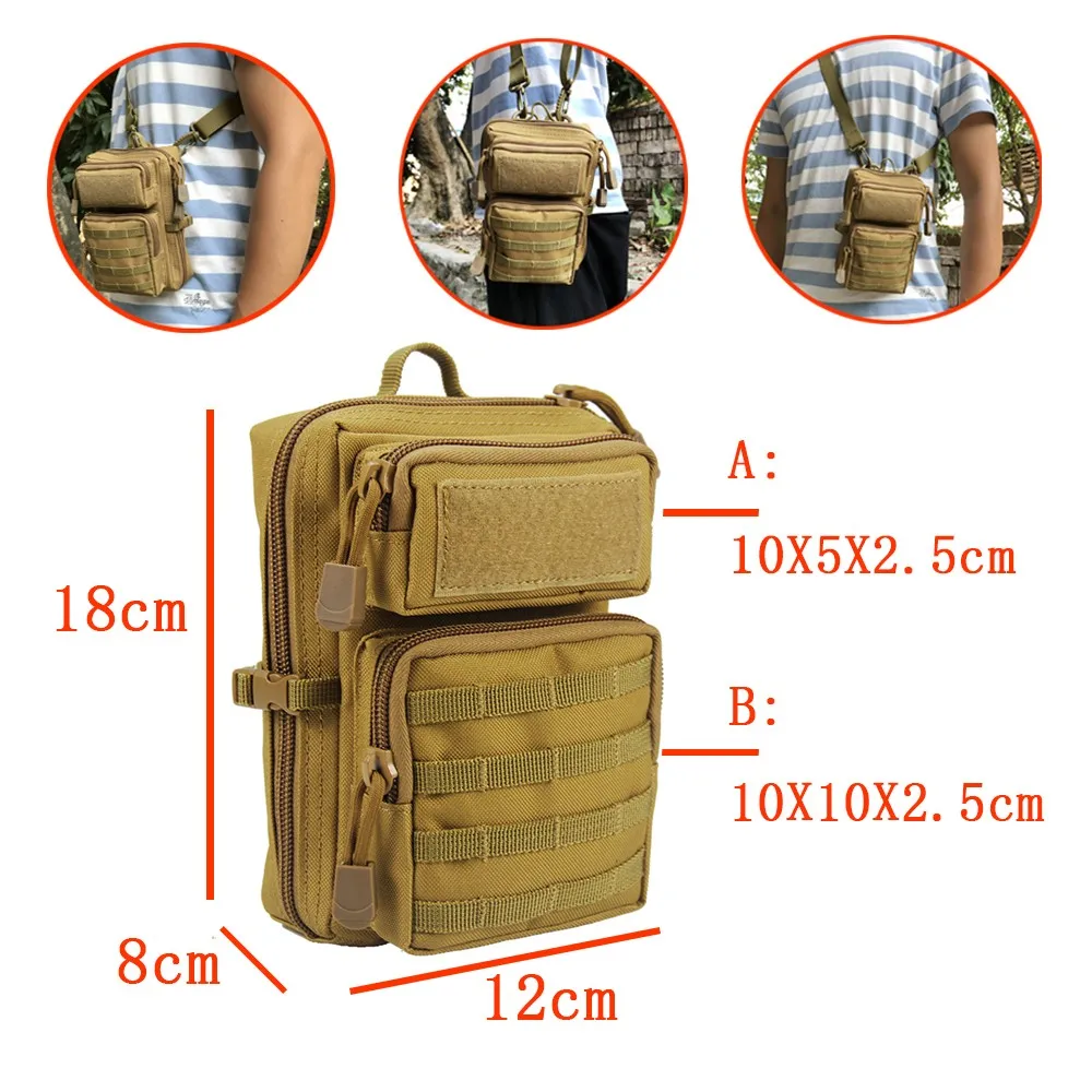1000d molle shoulder sling bag tactical edc phone pouch carrier outdoor utility accessory bags military camping waist pack free global shipping