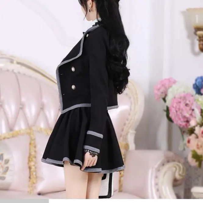 Black Gray Edge British Suit Skirt Suit Two-Piece Female, Spring and Autumn New Temperament Dress image 3