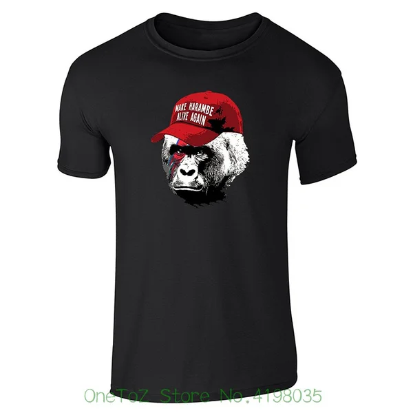 

Make Harambe Alive Again Short Sleeve T-shirt Tshirt Men Black Short Sleeve Cotton Hip Hop T-shirt Print Tee Shirts