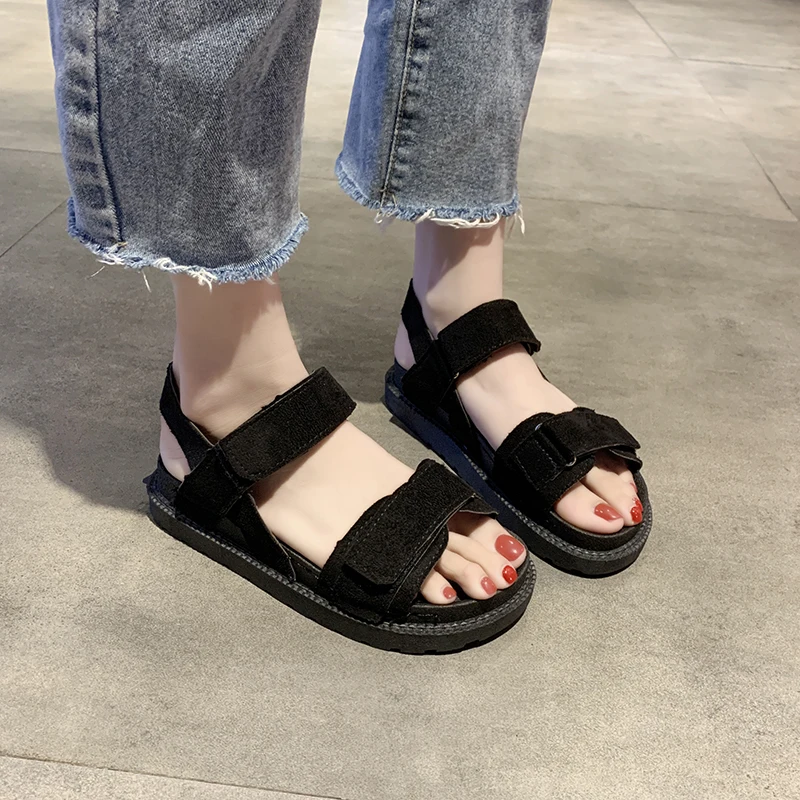 2020 летние замшевые сандалии гладиаторы для женщин Сандалии на плоской подошве