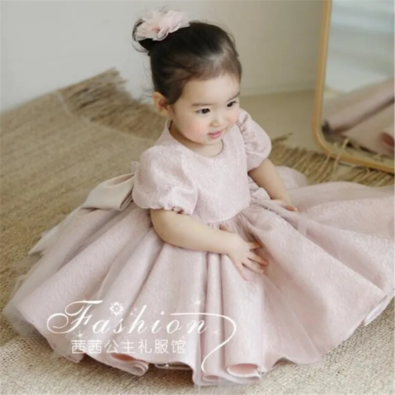 

1St Birthday Party Baby Girls Dress Tulle Tutu Princess Party And Wedding Kids Dresses For Girls Bow Toddler Girls Ball Gown