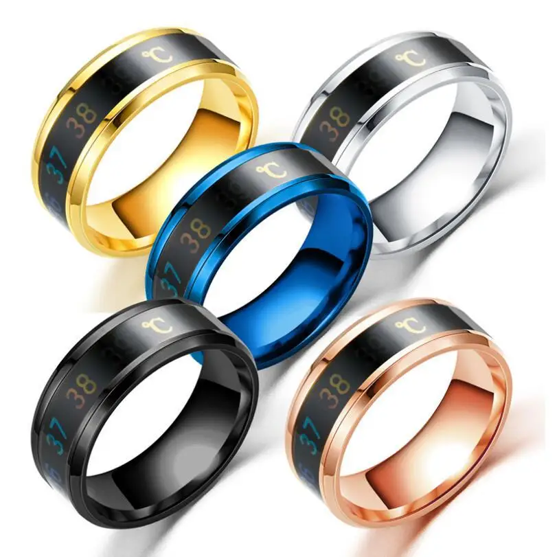Кольцо JUCHAO из нержавеющей стали с умным датчиком температуры тела модное