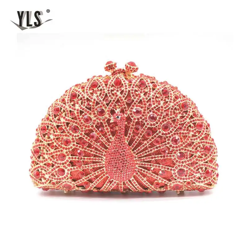 Серебряный Роскошный вечерний клатч в форме животного павлина Модный женский с