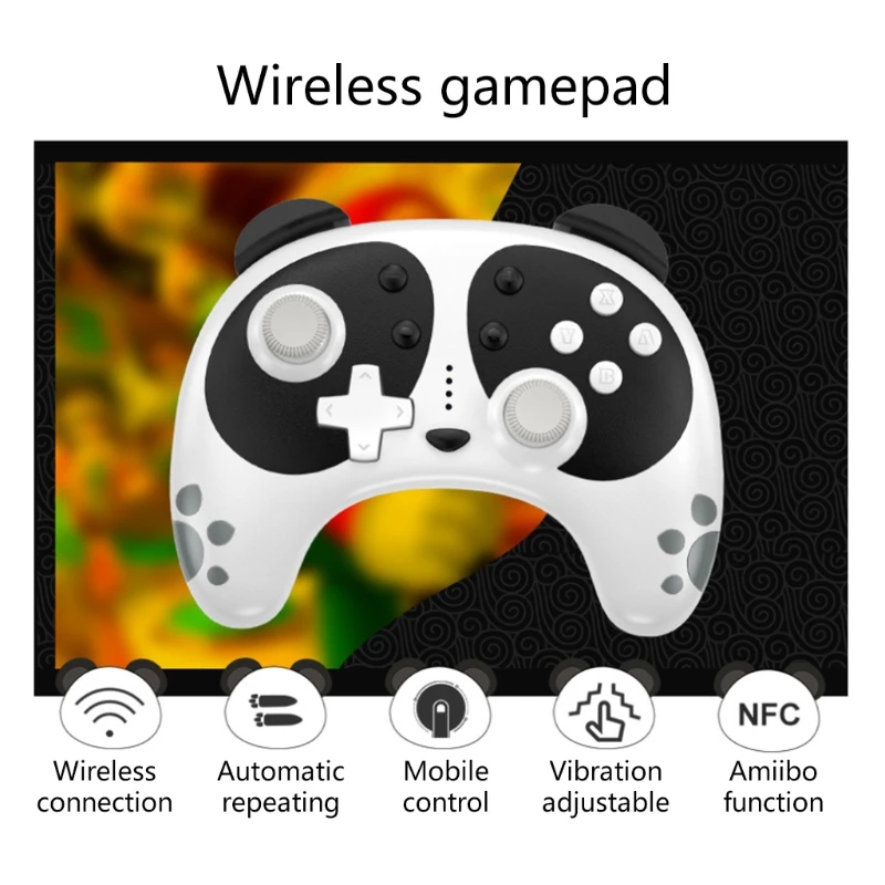 

Wireless Panda Gamepad Controller Joystick Supports NFC & Wake Up Built-in Dual Motor 6-axis gyro Compatible with Switch
