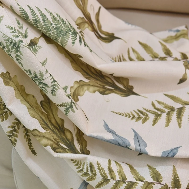 Льняные пасторальные шторы с принтом свежего зеленого дерева для гостиной