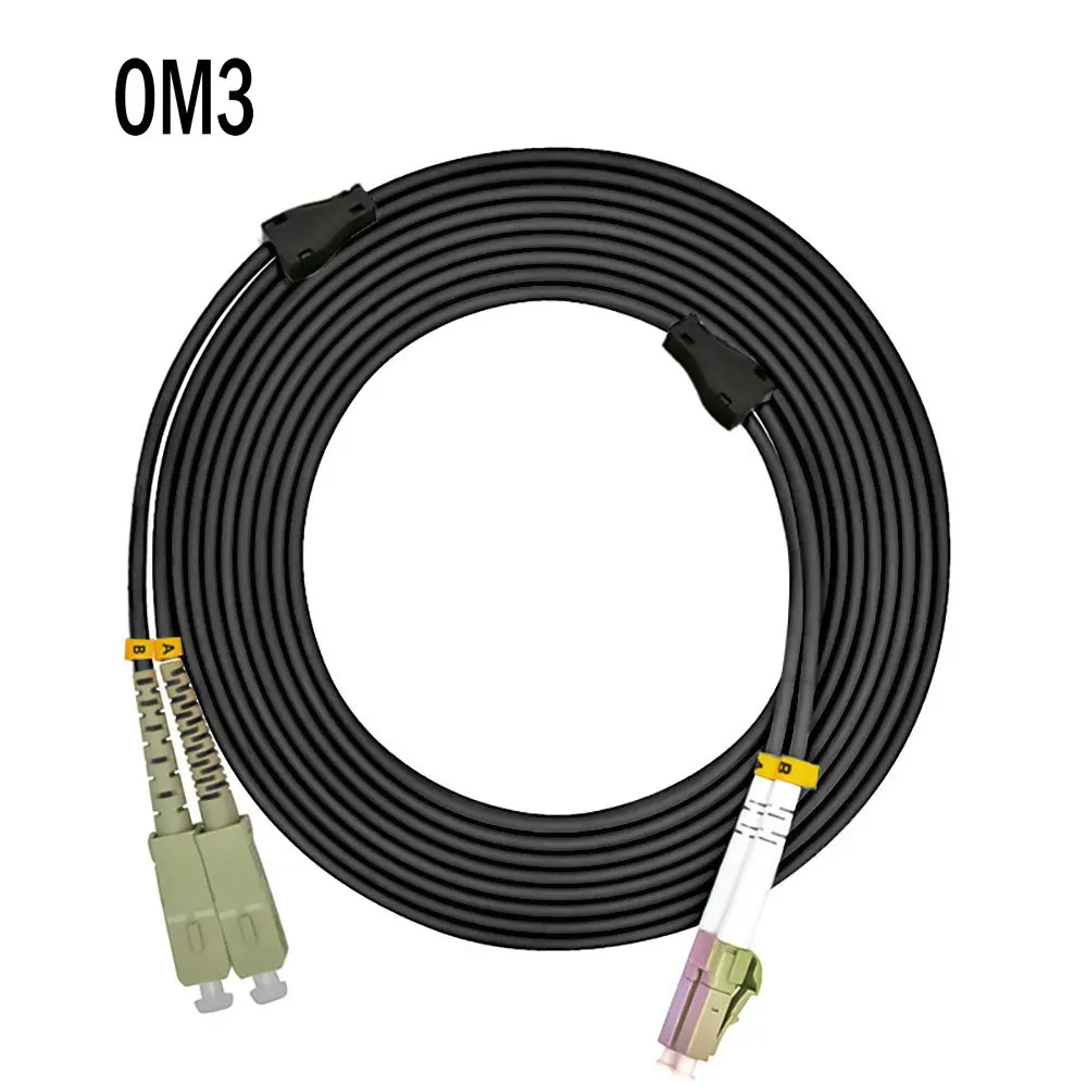 

Outdoor Armored 5 Meters LC-SC Duplex 10 Gigabit 50/125 Multimode Fiber Optical Cable OM3 Black 10GB LC to SC Patch Cord Jumper