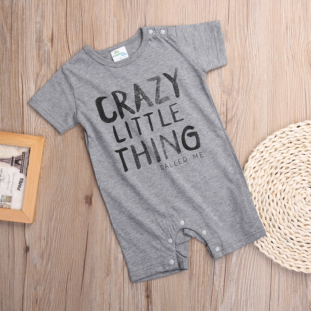 Летний комбинезон Crazy Little Thing Call Me для маленьких мальчиков и девочек хлопковый с