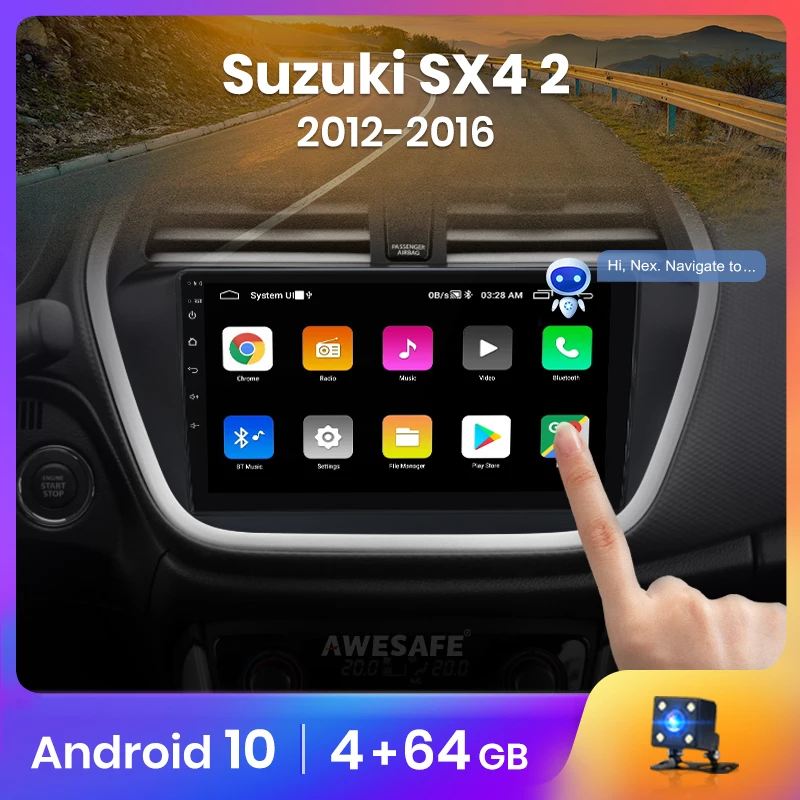 AWESAFE PX9 2Din Android 10 для Suzuki SX4 S Крест 2012 2013 2014 2015 2016 s класс Автомобиль Радио