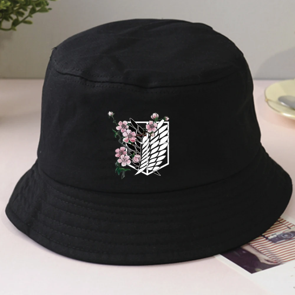 

Attack on Titan Printed Hat Women Men Bucket Cap 90s Anime Fisherman Hat