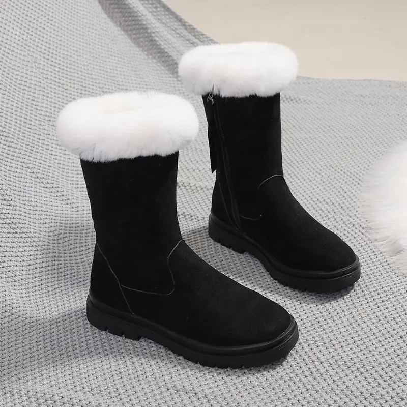 NEW Boots 2020 Black 35 40 Size Flock Snow Boots Plush Boots Female Women Shoes Women Fashion and Keep Warm Winter Boots Women