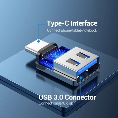 Переходник Vention usb-c (штекер)/USB 3,0, 2,0 (гнездо), OTG, для Macbook Pro, Huawei Mate 30, Samsung S10