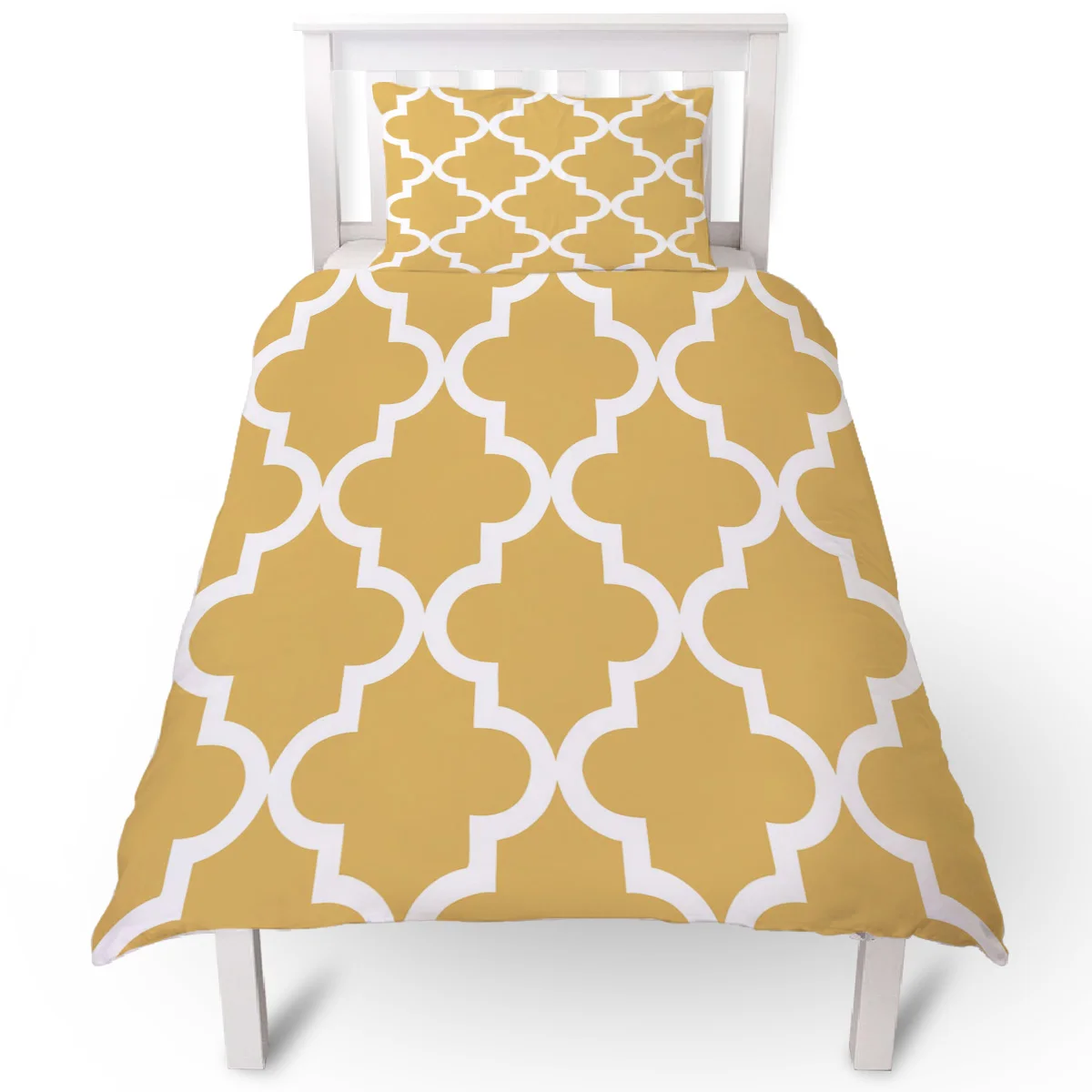 Геометрическая решетка марокканский желтый пододеяльник наволочка чехол