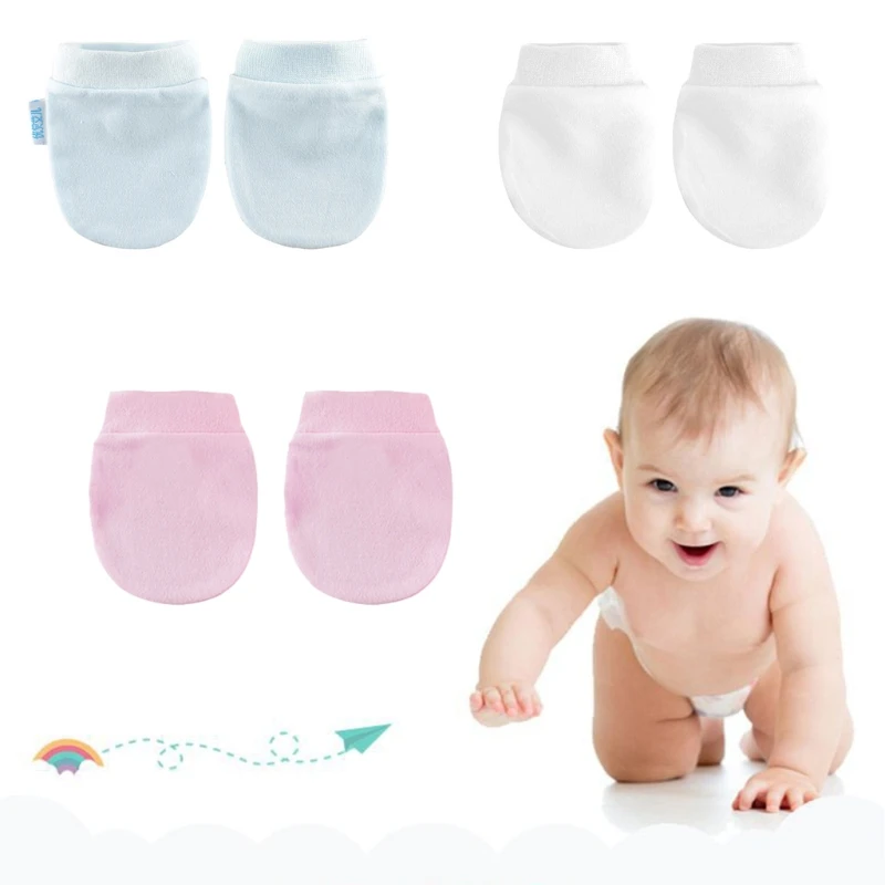 

4 Pair/set Newborn Anti-eat Hand Gloves Simple Cute Baby Knit Anti-Grab Face Protect Glove