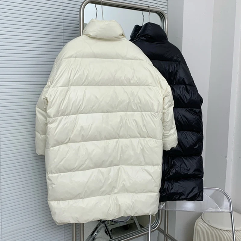 Женская теплая куртка пуховик с воротником стойкой однотонная Повседневная