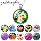 Цветы Мак Плюмерия рубра Лаванда Круглый Стеклянный кабошон посеребренныйхрустальный кулон ожерелье ювелирные изделия для подарка